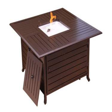 AZ Patio Heaters Square Slatted Aluminum Bronze Fire Pit